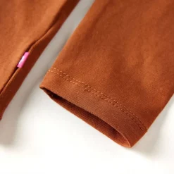 Langærmet T-shirt til børn str. 92 cognacfarvet