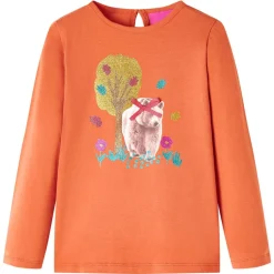 Langærmet T-shirt til børn str. 116 cm orange