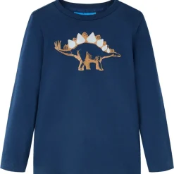 Langærmet T-shirt til børn str. 104 marineblå