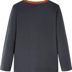 Langærmet T-shirt til børn str. 92 antracitgrå