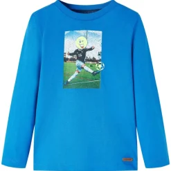 Langærmet T-shirt til børn str. 116 koboltblå