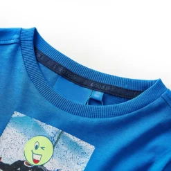 Langærmet T-shirt til børn str. 116 koboltblå