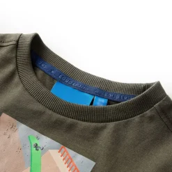 Langærmet T-shirt til børn str. 104 kakifarvet