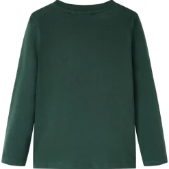 Langærmet T-shirt til børn str. 92 mørkegrøn