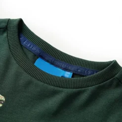 Langærmet T-shirt til børn str. 92 mørkegrøn