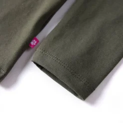 Langærmet T-shirt til børn str. 104 kakifarvet