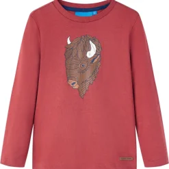 Langærmet T-shirt til børn str. 116 rød