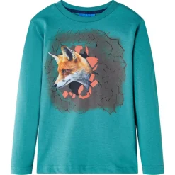 Langærmet T-shirt til børn str. 140 akvamarinblå