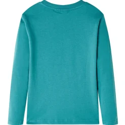 Langærmet T-shirt til børn str. 140 akvamarinblå