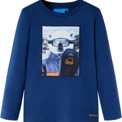 Langærmet T-shirt til børn str. 92 jeansblå