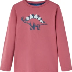 Langærmet T-shirt til børn str. 104 mørkerød