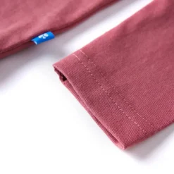 Langærmet T-shirt til børn str. 104 mørkerød