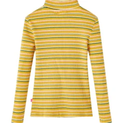 Langærmet T-shirt til børn str. 104 mock-rullekrave okkerfarve