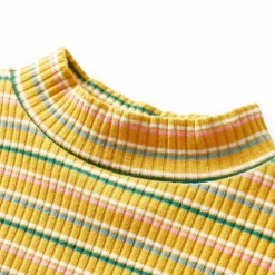 Langærmet T-shirt til børn str. 104 mock-rullekrave okkerfarve