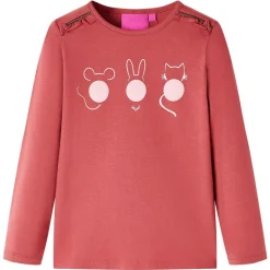 Langærmet T-shirt til børn str. 104 rød