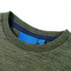 Langærmet T-shirt til børn str. 104 kakimeleret