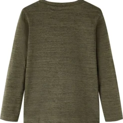 Langærmet T-shirt til børn str. 92 kakimeleret