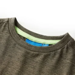 Langærmet T-shirt til børn str. 92 kakimeleret