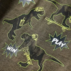Langærmet T-shirt til børn str. 92 kakimeleret