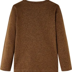 Langærmet T-shirt til børn str. 104 cognacmeleret