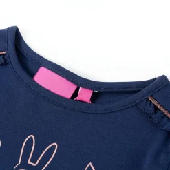 Langærmet T-shirt til børn str. 116 marineblå