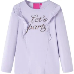 Langærmet T-shirt til børn str. 104 lyslilla