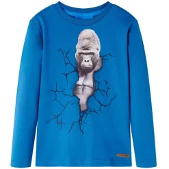 Langærmet T-shirt til børn str. 104 petroleumsblå