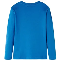 Langærmet T-shirt til børn str. 104 petroleumsblå