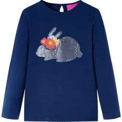 Langærmet T-shirt til børn str. 104 marineblå