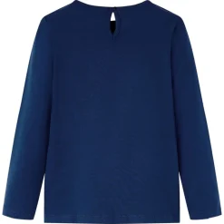 Langærmet T-shirt til børn str. 104 marineblå