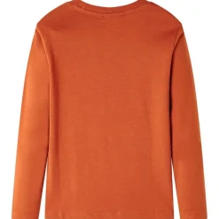 Langærmet T-shirt til børn str. 92 rustfarvet