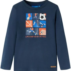 Langærmet T-shirt til børn str. 104 marinemeleret