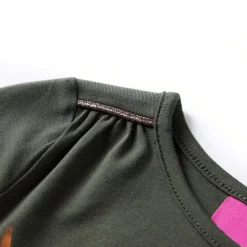 Langærmet T-shirt til børn str. 92 kakifarvet