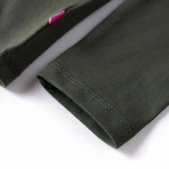 Langærmet T-shirt til børn str. 92 kakifarvet