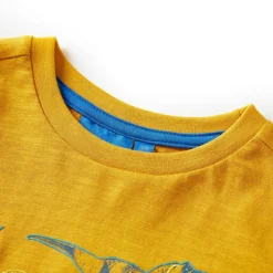 Langærmet T-shirt til børn str. 104 okkergul