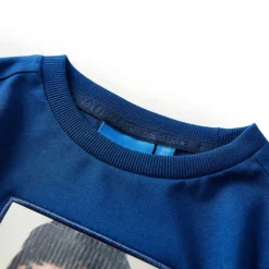 Langærmet T-shirt til børn str. 128 mørkeblå