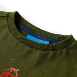 Langærmet T-shirt til børn str. 104 kakifarvet