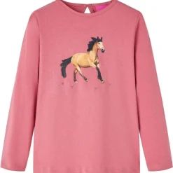 Langærmet T-shirt til børn str. 104 gammelrosa