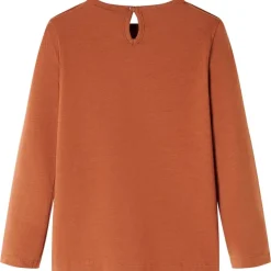 Langærmet T-shirt til børn str. 128 cognacfarvet