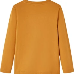 Langærmet T-shirt til børn str. 104 okkergul