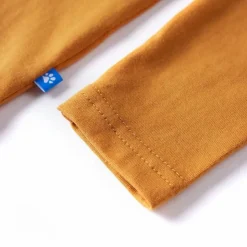 Langærmet T-shirt til børn str. 104 okkergul