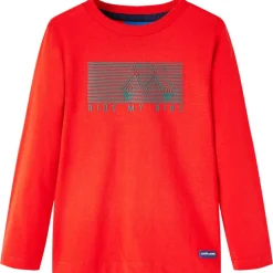 Langærmet T-shirt til børn str. 104 rød