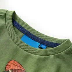 Langærmet T-shirt til børn str. 104 lys kakifarve