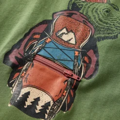 Langærmet T-shirt til børn str. 104 lys kakifarve