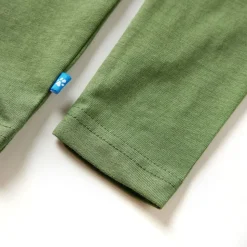 Langærmet T-shirt til børn str. 104 lys kakifarve