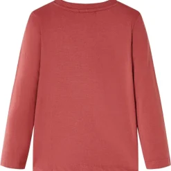 Langærmet T-shirt til børn str. 104 mørkerød