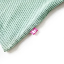 Langærmet T-shirt til børn str. 128 mock-rullekrave mørk mintgrøn