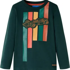Langærmet T-shirt til børn str. 104 cm mørkegrøn