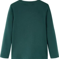 Langærmet T-shirt til børn str. 92 mørkegrøn