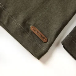 Langærmet T-shirt til børn str. 116 kakifarvet